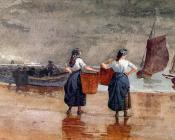 温斯洛 荷默 : Fishergirls on the Beach, Tynemouth